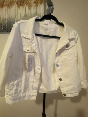 Cropped White Denim Jacket